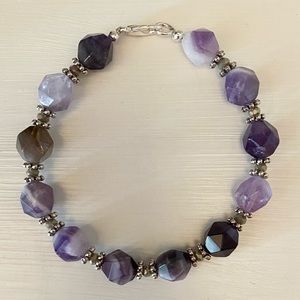 Genuine Amethyst and Czech glass Accents Bracelet
